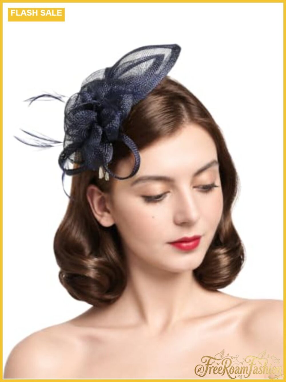 Women's Fascinator Hat with Feathers & Linen Weave for Tea Party & Church